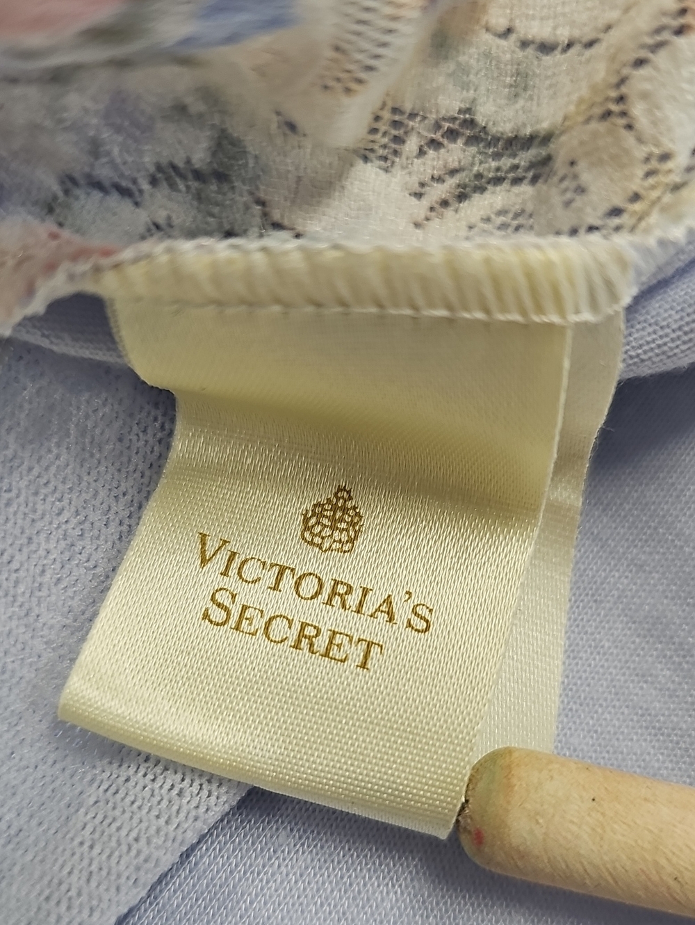 Vtg 80s Victoria Secret Gold Crown Label Lace & Mesh Gown, Pastel Floral, Medium - Picture 5 of 7